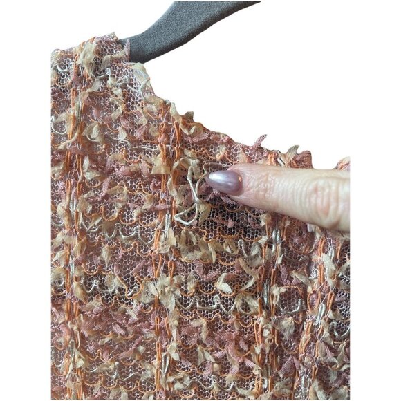 New St. John Gossamer Draped Peach Plaid Midi-Dress size 10 - Picture 13 of 15